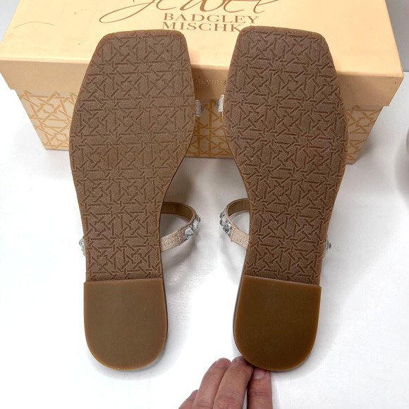 Jewel Badgley Mischka Honesty Flat Sandals Gemstone Studded Straps Women 6.5 NWB - Picture 8 of 9